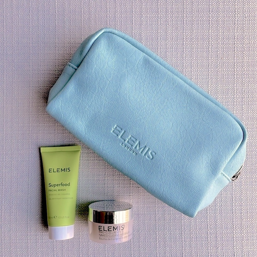 Elemis travel products with blue pouch